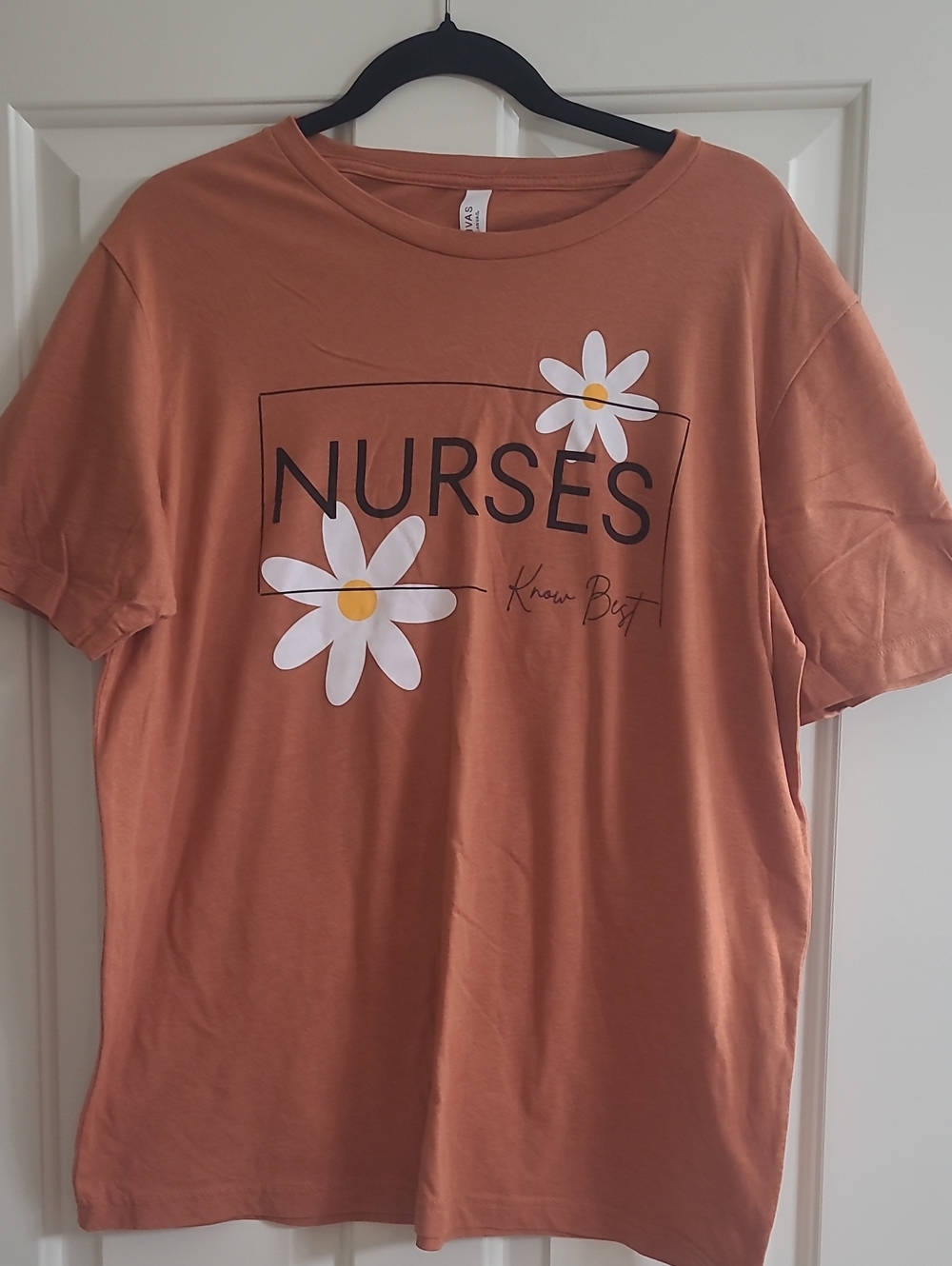 Bella Canvas Rust Orange Nurses Graphic Tee with White Daisy